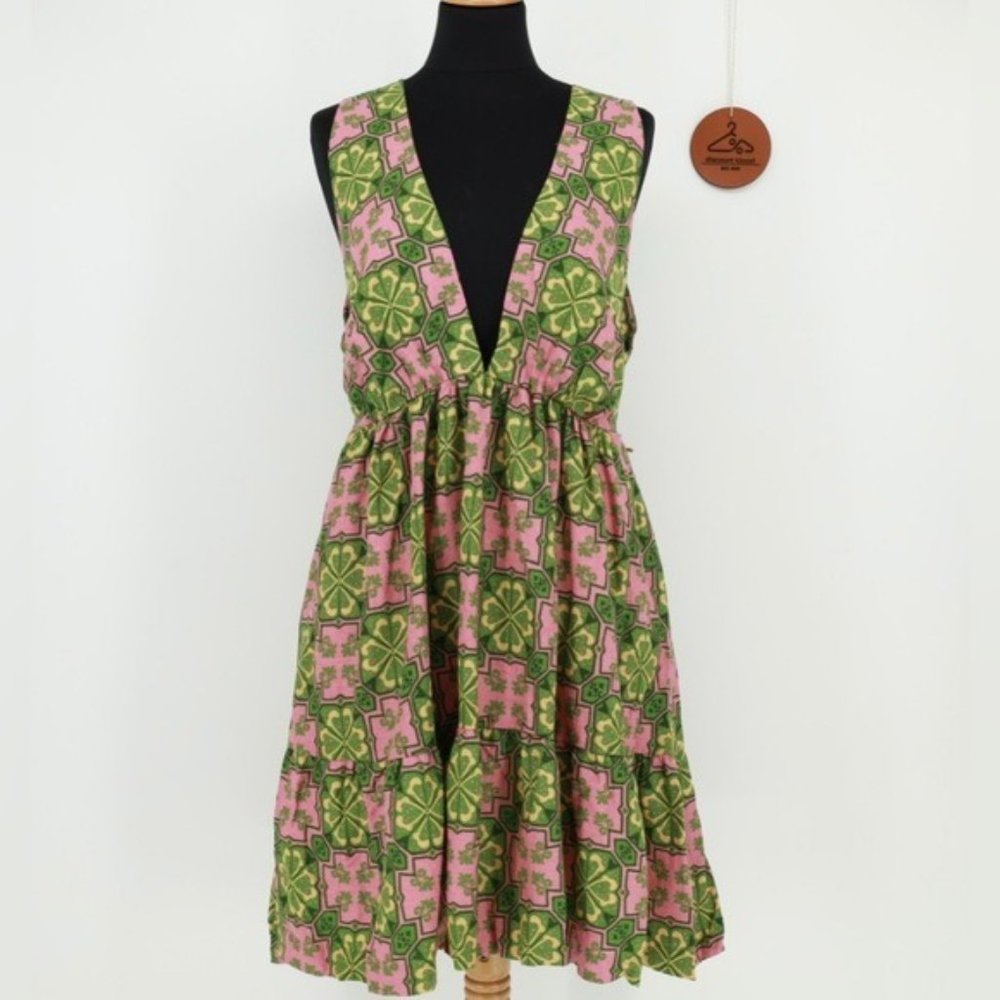 HOUSE OF HARLOW 1960 Linen Blend Halter Dress with Pockets